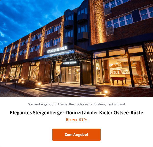 Elegantes Steigenberger-Domizil an der Kieler Ostsee-Küste