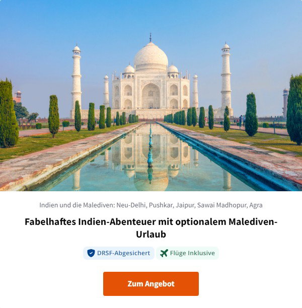 Fabelhaftes Indien-Abenteuer mit optionalem Malediven-Urlaub