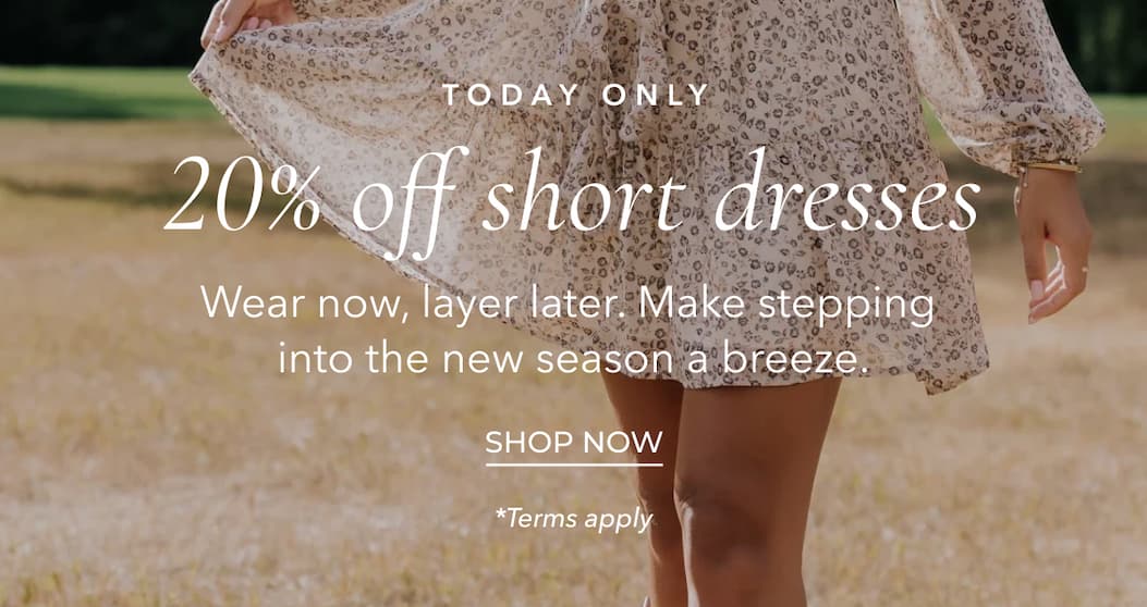 20% off short dresses - today only!