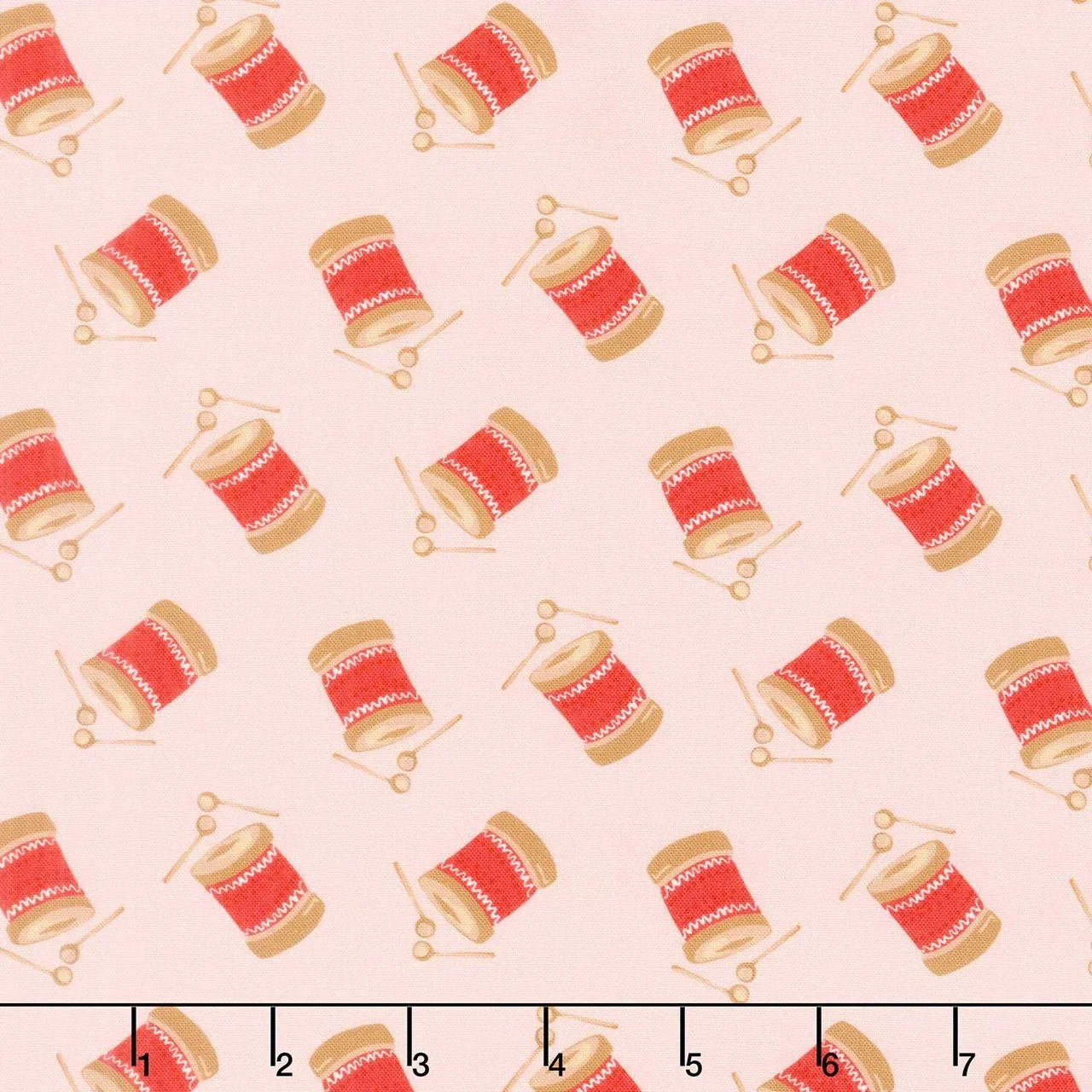 Holiday Nutcracker Collection - Tossed Drums Pink Yardage