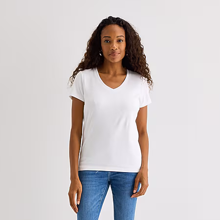 Image of St. Johns Bay Womens V Neck Short Sleeve T-Shirt