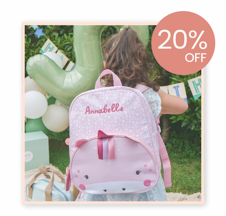 Personalised Pink Unicorn Face Medium Backpack