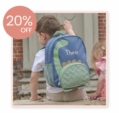 Personalised Green Dinosaur Medium Backpack