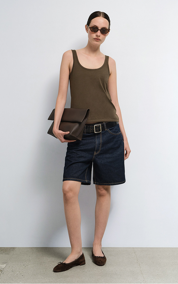 Organic Pima Layering Tank in Mocha