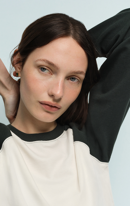 Organic Heritage Baseball Tee in Bone/Balsam