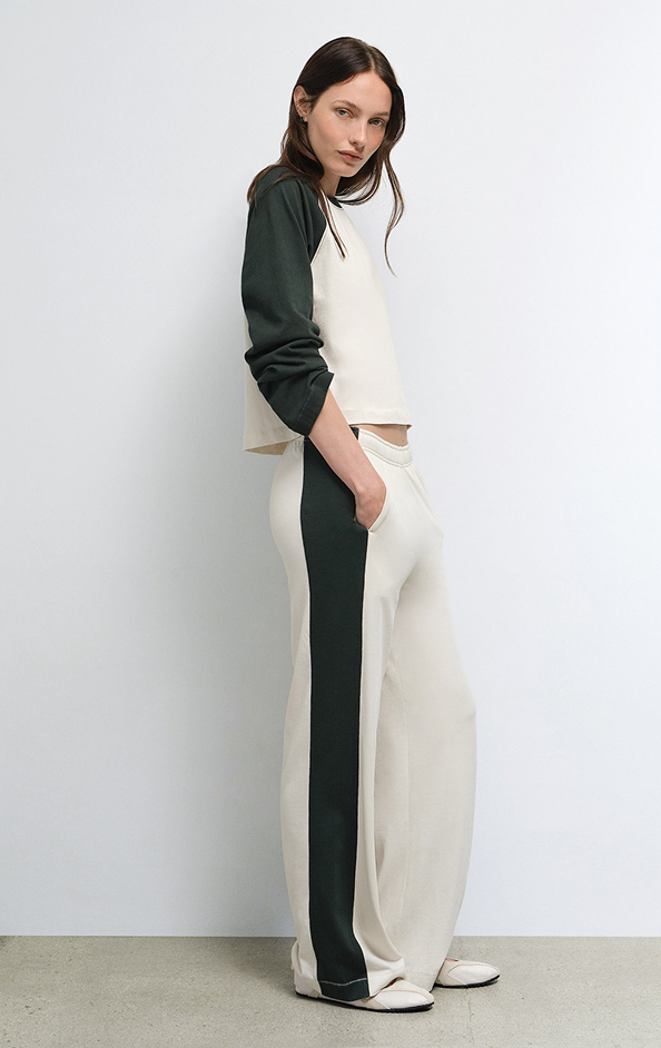 Organic Heritage Track Pant in Bone/Balsam