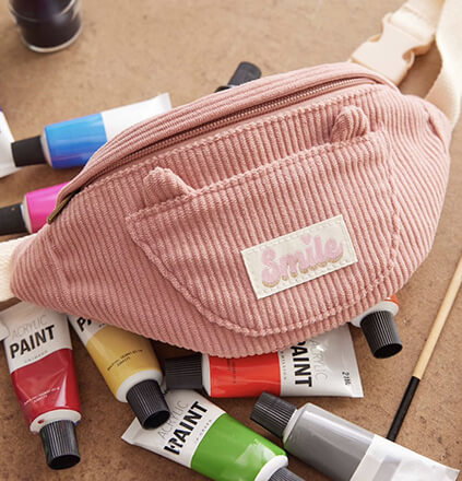 Girls' blush cat pocket belt bag