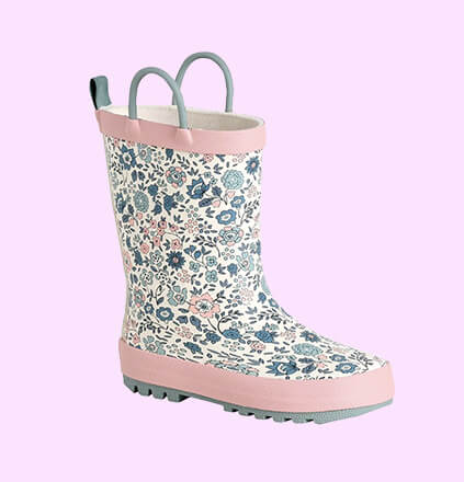 Girls' cream rubber rain boots