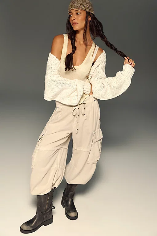 We The Free Reef Curved Linen Cargo Pants