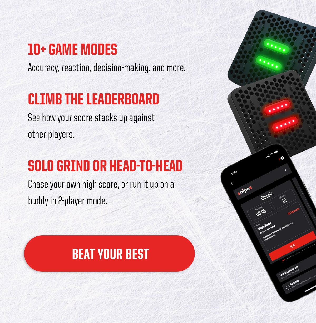 Body: 10+ Game Modes - Accuracy, reaction, decision-making, and more. Climb The Leaderboard - See how your score stacks up against other players. Solo Grind or Head-to-Head - Chase your own high score, or run it up on a buddy in 2-player mode. CTA: Beat Your Best