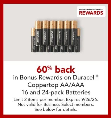 60% back in bonus rewards on select duracell