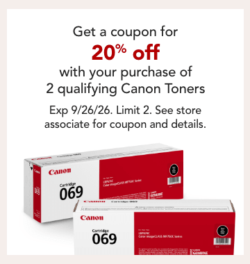 20% off qualifying purchase of 2 canon toners