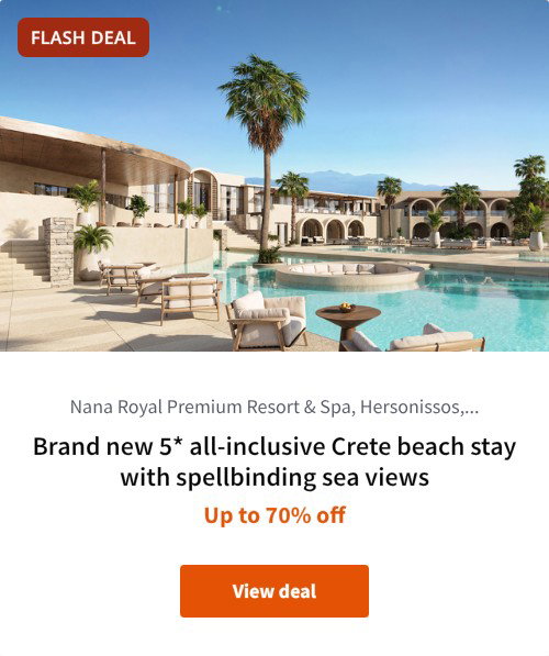Brand new 5* all-inclusive Crete beach stay with spellbinding sea views