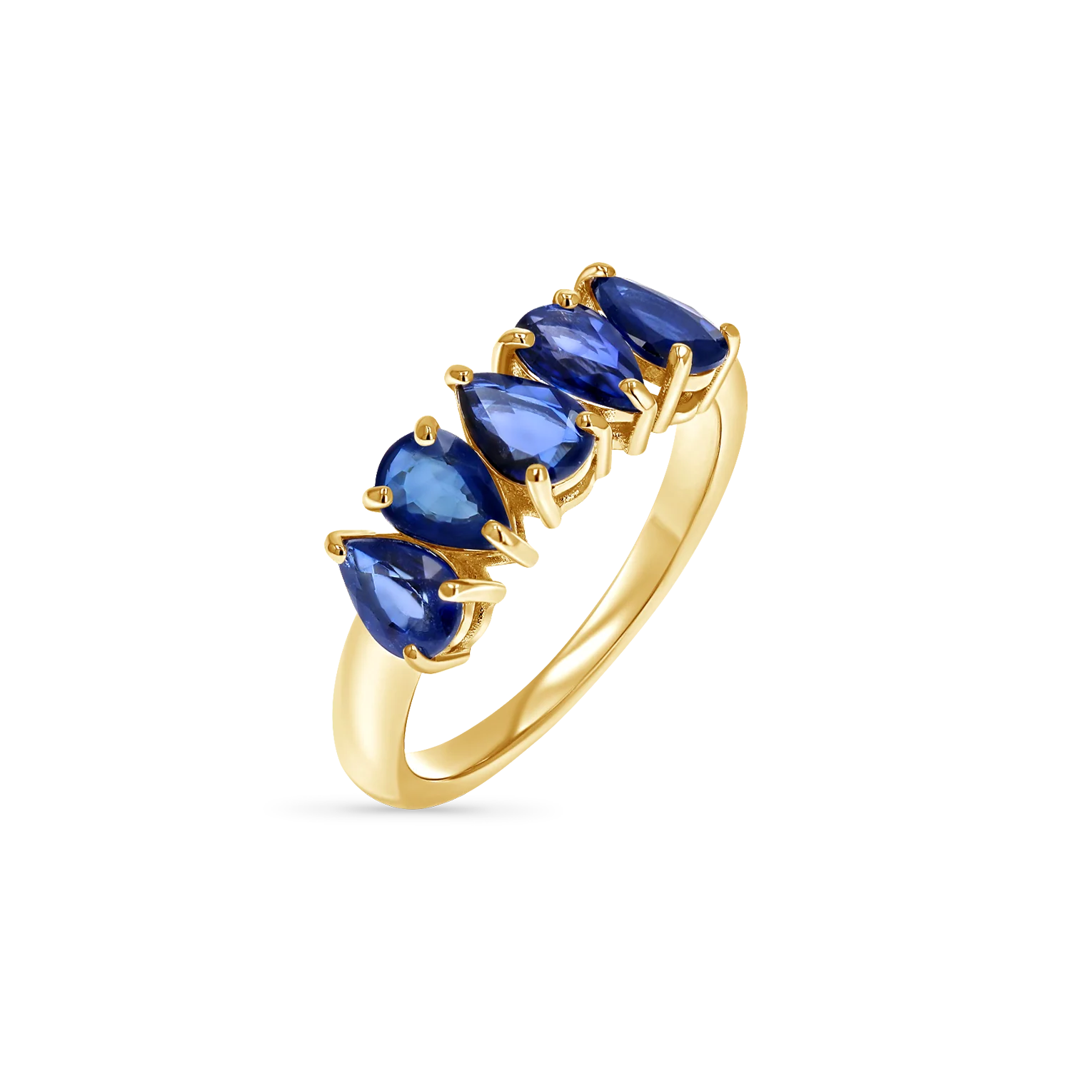 Image of Pear Shape Blue Sapphire Half Eternity Ring