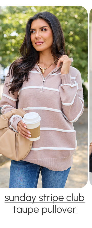 sunday stripe club taupe pullover