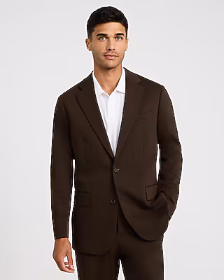 Slim Dark Brown Comfort Stretch Tech Suit Jacket