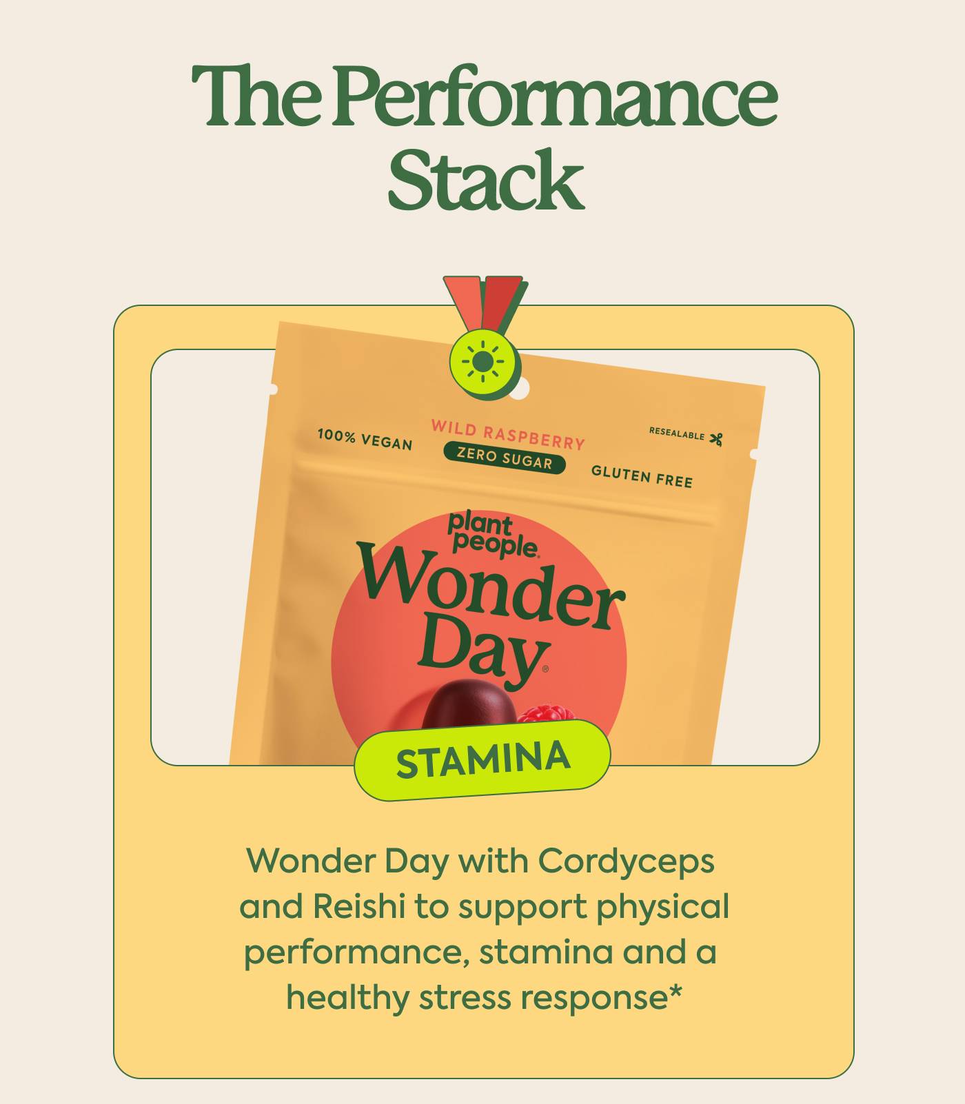 The Performance Stack | Stamina: Wonder Day with Cordyceps and Reishi to support physical performance, stamina and a healthy stress response*
