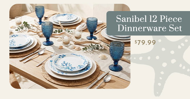 Sanibel 12 Piece Dinnerware Set $79.99