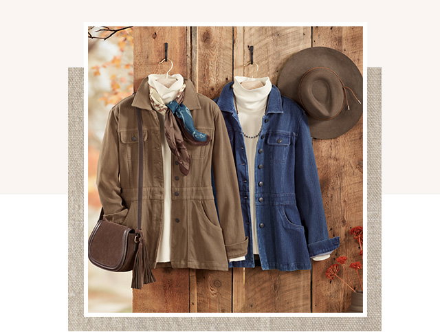 Urban Trails Knit Denim Jacket hanging shot