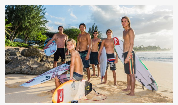 Group phono of Quiksilver Athletes wearing Hawaii products