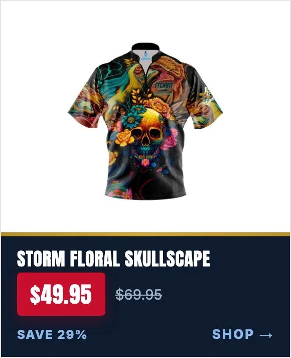 Storm Floral Skullscape Fast Track CoolWick Bowling Jersey