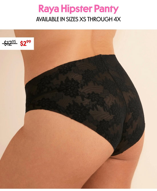 Raya Hipster Panty - AVAILABLE IN SIZES XS THROUGH 4X