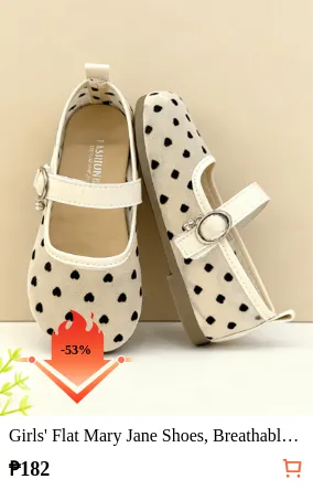 Girls' Flat Mary Jane Shoes, Breathable Beige Mesh With Black Heart Print, PU Single Strap With Metal Buckle Pendant, Round Toe, Non-Slip Soft Sole, Sweet Breathable Shoes, Suitable For Spring/Summer Daily Dress Outfits