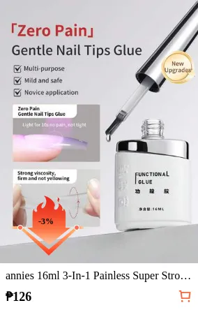 annies 16ml 3-In-1 Painless Super Strong Nail Glue, Suitable For False Nails, Acrylic Nails, Press-On Nails, Nail Art Decor, Salon Exclusive