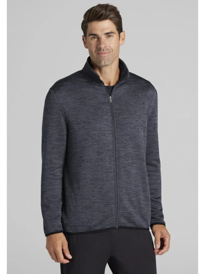Traveler® Performance Tailored Fit Heathered Fleece Full Zip Jacket