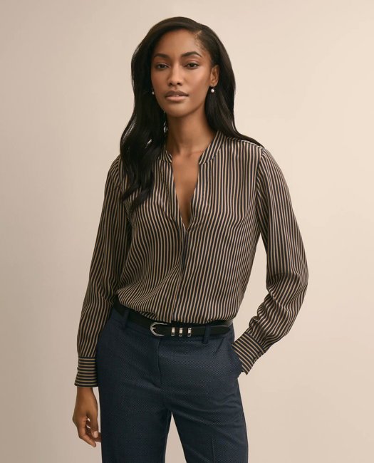 Image of Silk Stripe Blouse