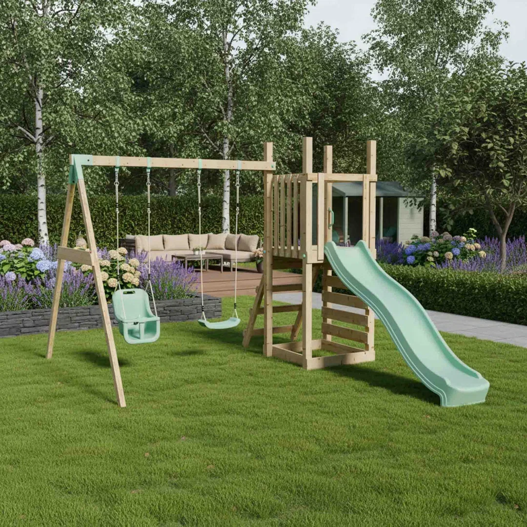 Mercia Tower With Slide & Swing & Baby Swing