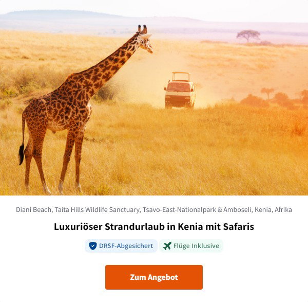 Luxuriöser Strandurlaub in Kenia mit Safaris