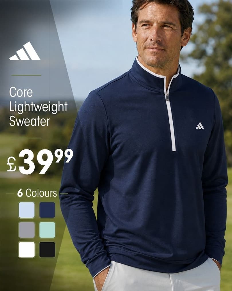 adidas Golf Mens Core Lightweight Half-Zip Sustainable Top Sweater