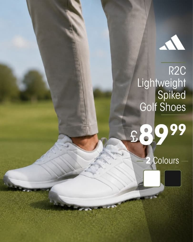 adidas Golf Mens R2C Waterproof Lightweight Cushioned Spiked Golf Shoes