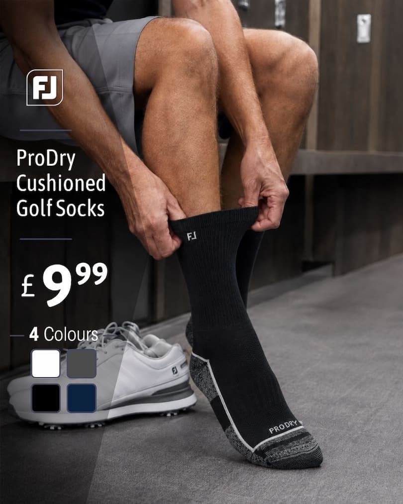 Footjoy Mens ProDry Golf DrySof Breathable Cushioned Support Crew Socks
