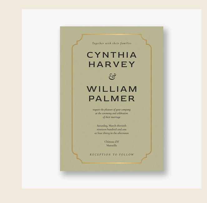 Traditional Border Foil Wedding Invitation