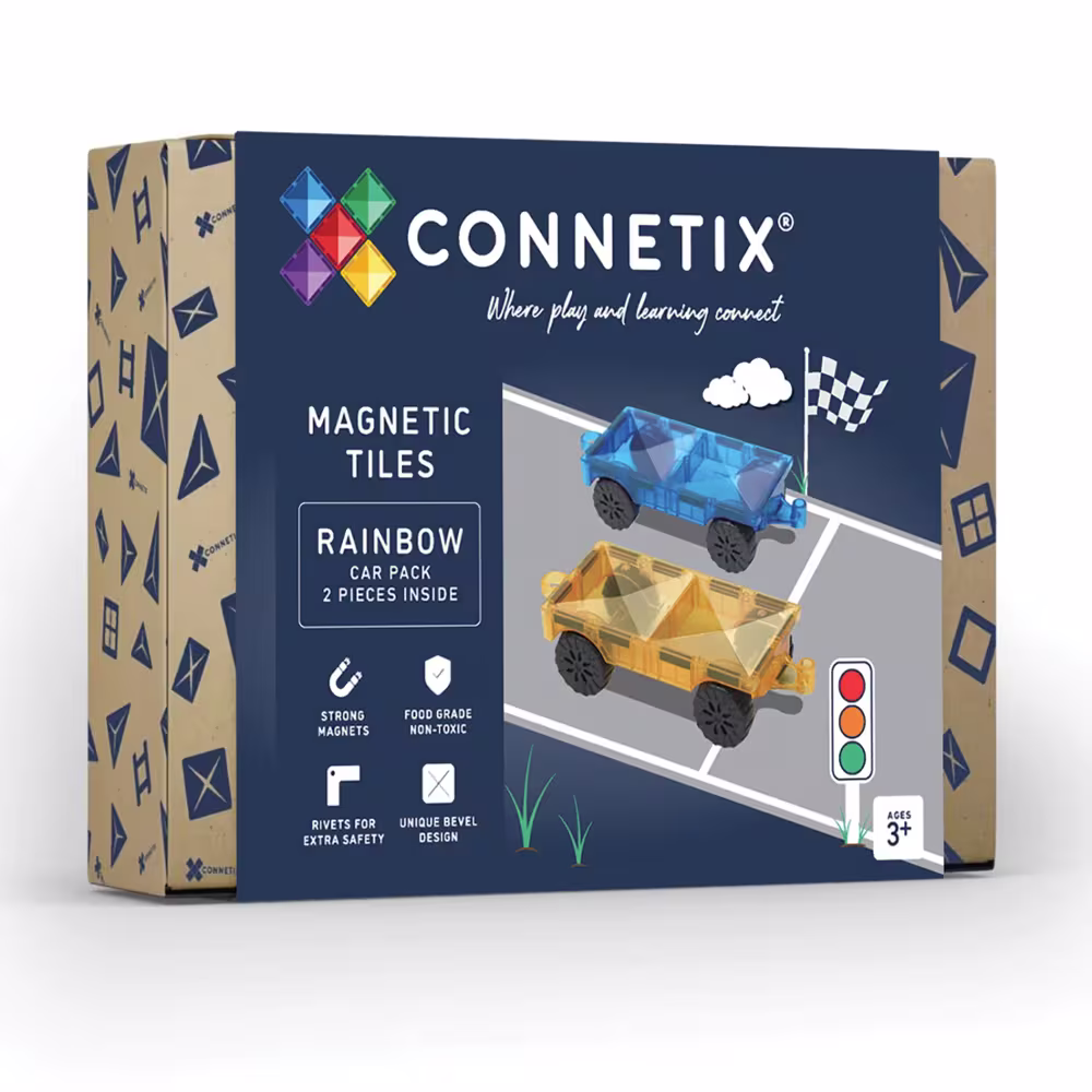 Connetix Rainbow Car Pack – 2‑Piece Magnetic Vehicle Base Set