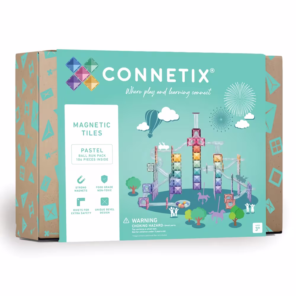 Connetix Pastel Ball Run Pack – 106‑Piece Magnetic Ball‑Run Building Set