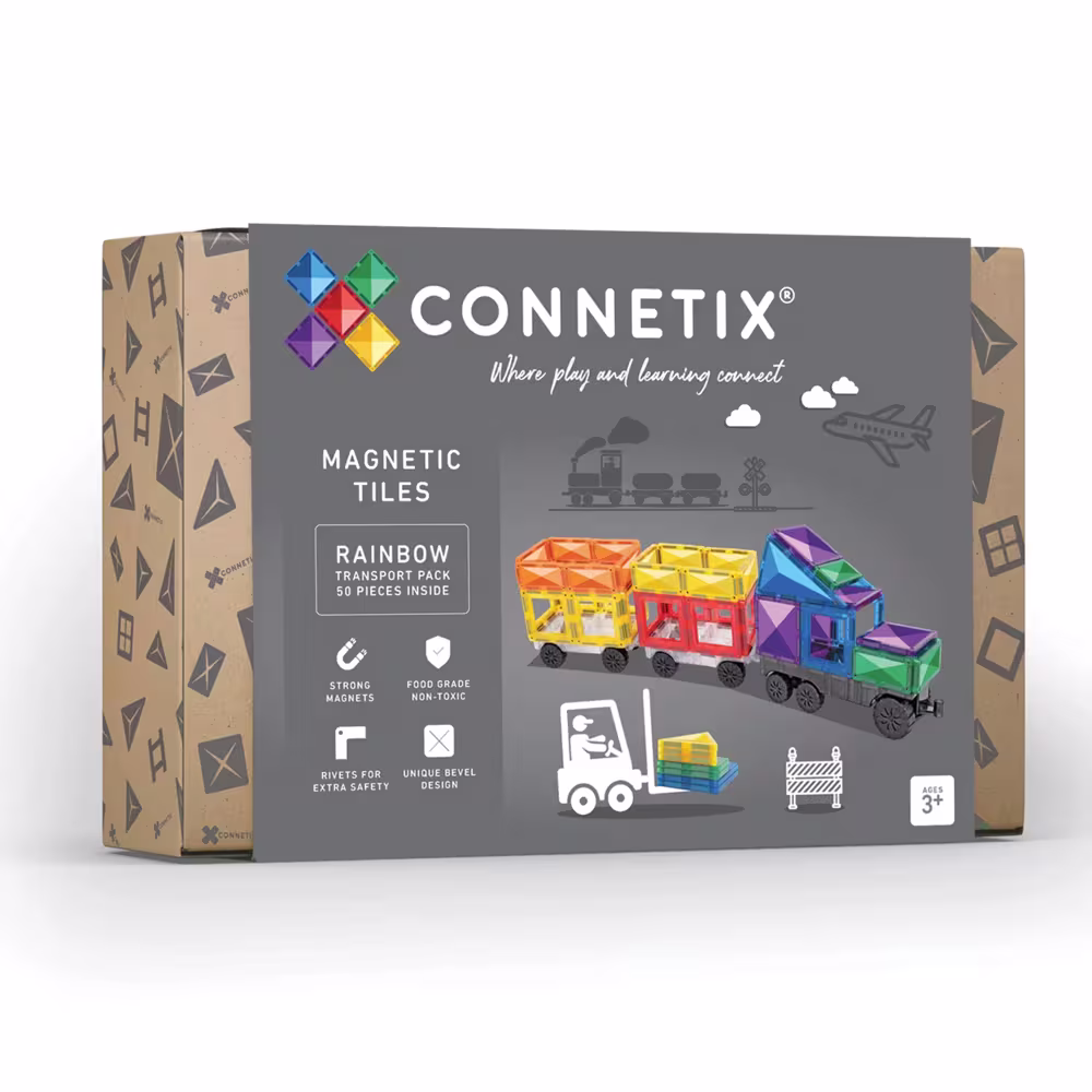 Connetix Rainbow Transport Pack – 50‑Piece Magnetic Building Set