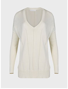 White Long Sleeve Oversized V-Neck Sweater
