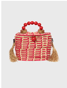 Small Woven Raffia Tote Handbag