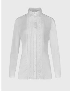 Long Sleeve White Shirt with Open Front Lattice and French Cuffs