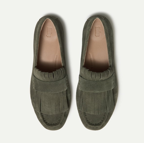 DELICATO Suede Loafers - Deep Olive