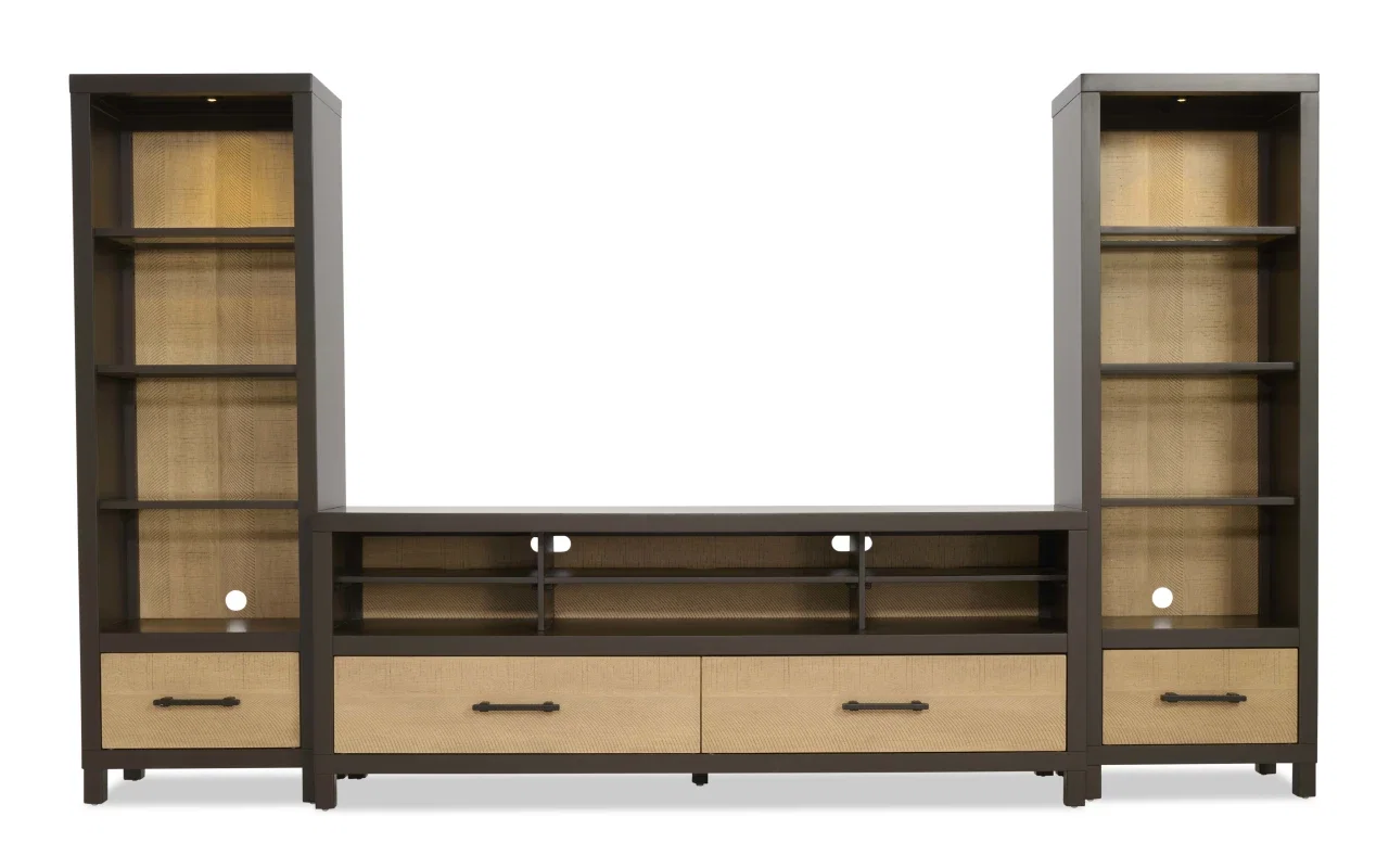 Fusion 114'' Brown & Natural 3 Piece Entertainment Center