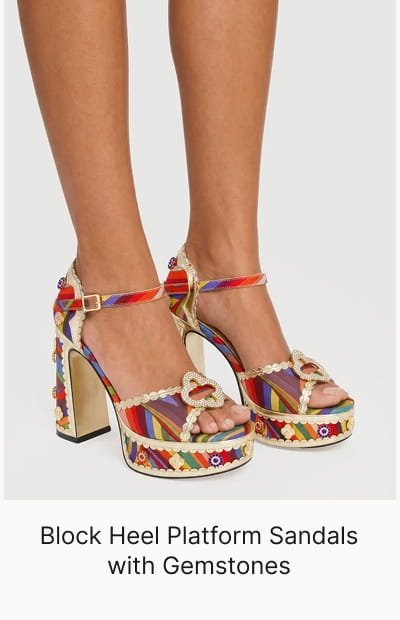 Shop Block Heel Platform Sandals with Gemstones