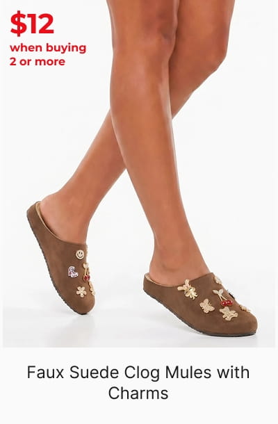 Shop Faux Suede Clog Mules with Charms