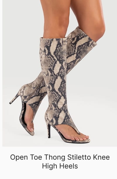 Shop Open Toe Thong Stiletto Knee High Heels
