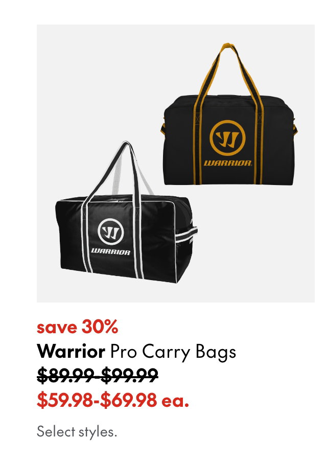 Warrior Pro Carry Bags. save 30%. 89.99-99.99 (Strikethrough) 59.98-69.98 ea. Select styles.