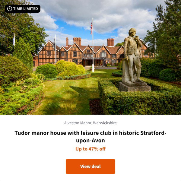 Tudor manor house with leisure club in historic Stratford-upon-Avon