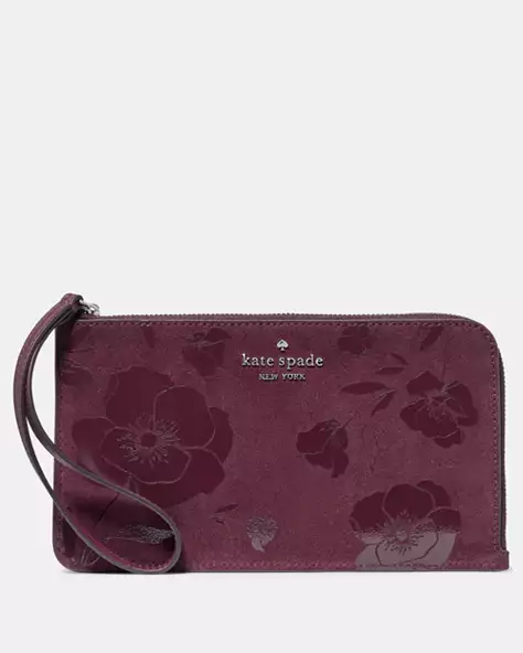 Lucy Floral Suede Wristlet